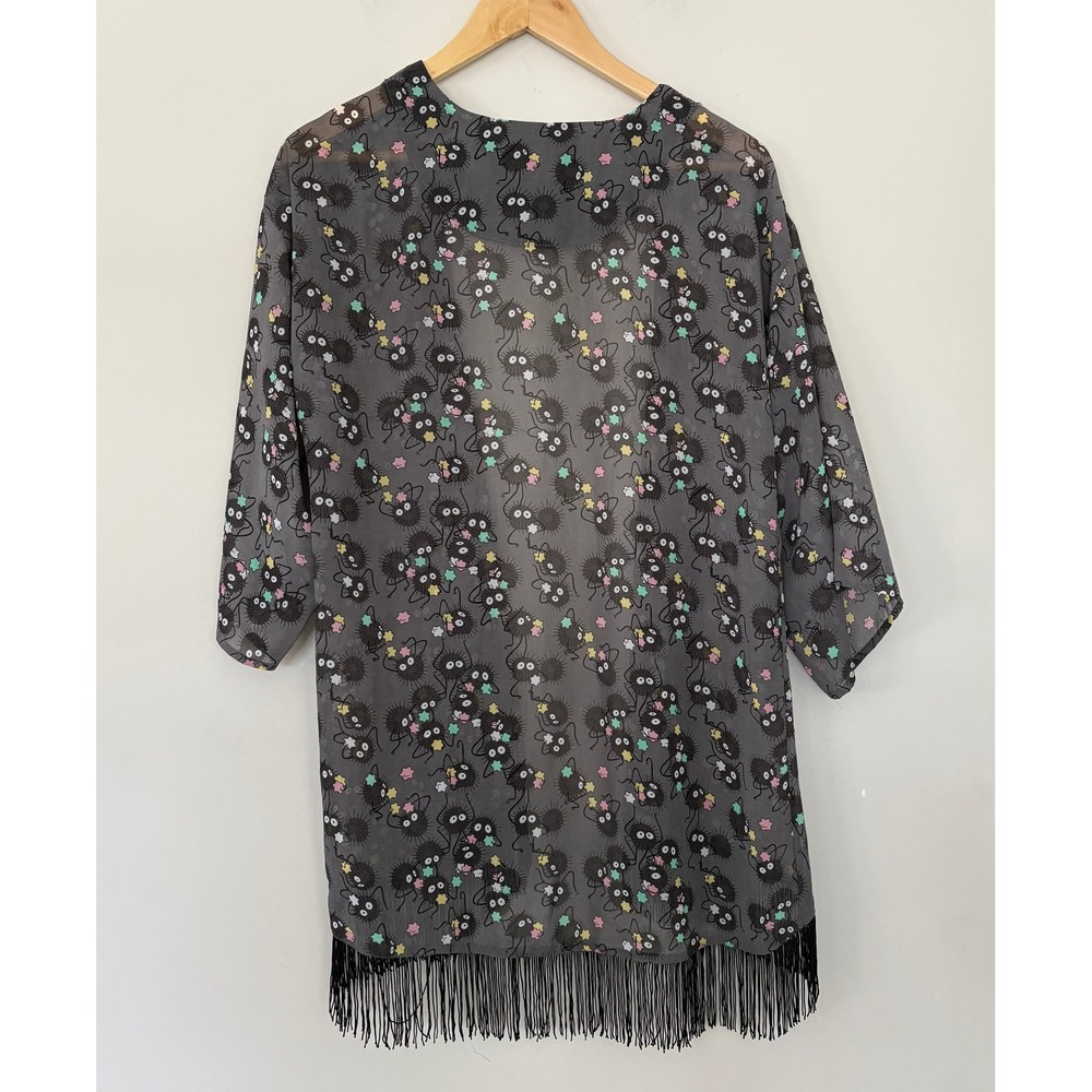 Studio Ghibli Soot Sprite Kimono Sheer Lightweight Black Fringe - Picture 6 of 15